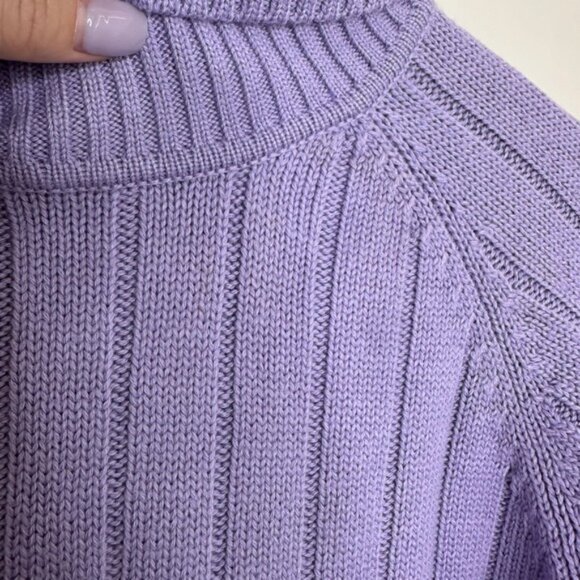 Talbots Women's Purple Merino Wool Blend‎ Cable Knit Turtleneck Sweater Large - Picture 6 of 6